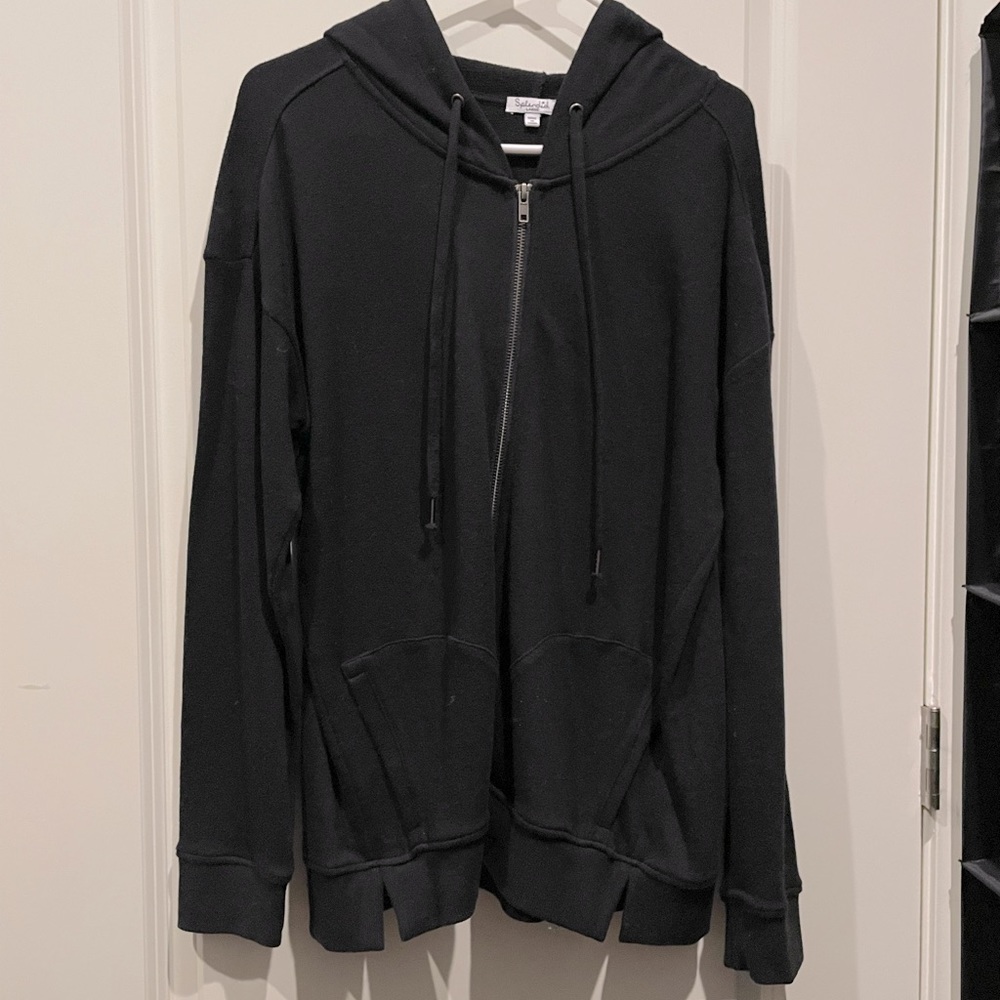 Black knit zip hoodie Size L